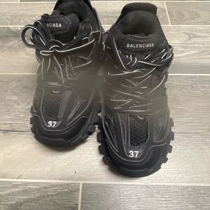 Balenciaga Men's Black and White Sneakers